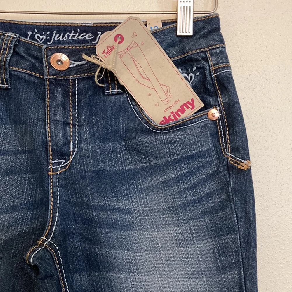 NWT girls size 12 12R Simply Low Skinny boyfriend blue jeans cuffed